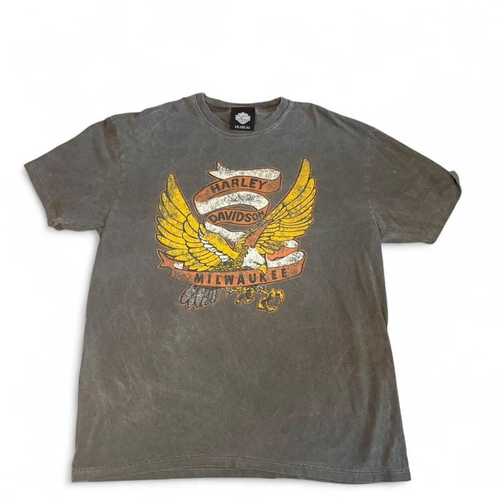 Harley-davidson Men's Grey and Black T-shirt